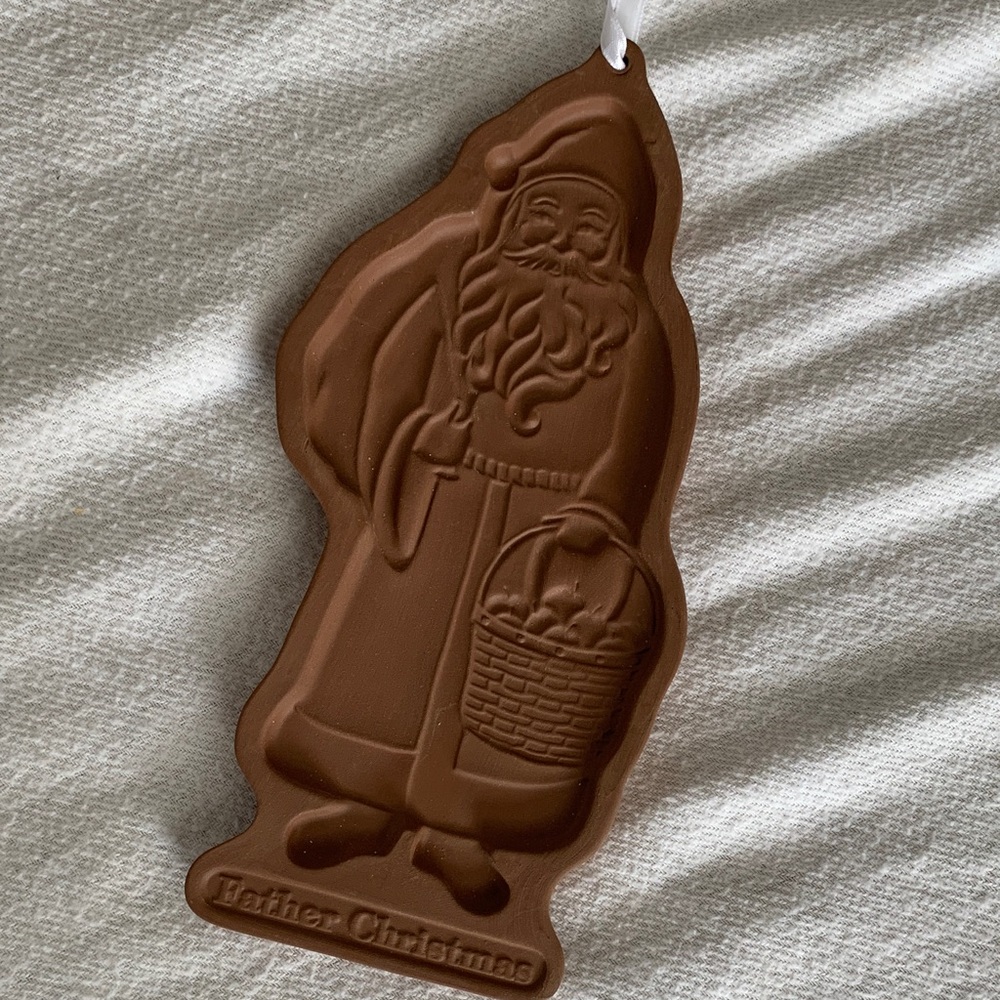 Longaberger Pottery Brown Father Christmas Mold (1990) VINTAGE